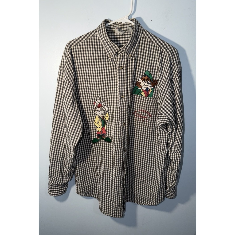 ACME CLOTHING CO. Men's Vintage Shirt Embroidered 1993 Bugs Bunny Taz Golf Sz M